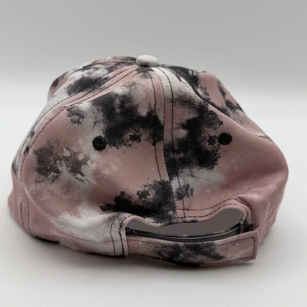 Tie-Dye Peace‎ Sign Embroidered Baseball Cap Pink Black White One Size